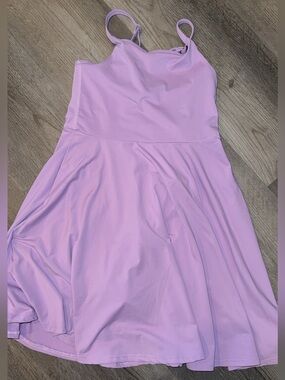 Lilac Spaghetti Strap Athletic Dress w/ Built In Shorts + Pockets